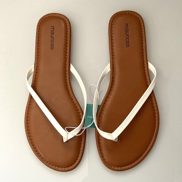 MAURICES WHITE FLIP FLOP SANDALS SIZE 9 - Picture 1 of 6